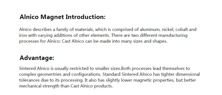 Professional Permanent Round AlNiCo Magnets for Sensor for All Kinds of Shapes